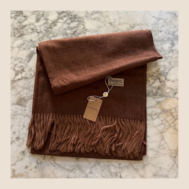 Cashmere sjaal cashew bruin