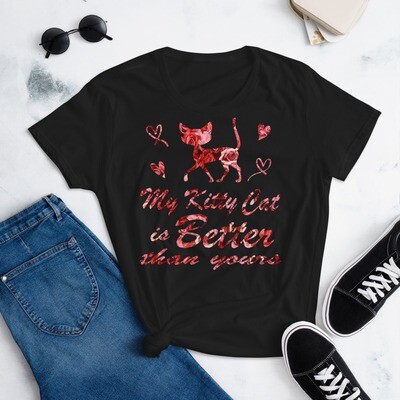 Cats T-shirt for Girls &amp; Women / My Kitty Cat is better than Yours Shirt ( Colorful design )