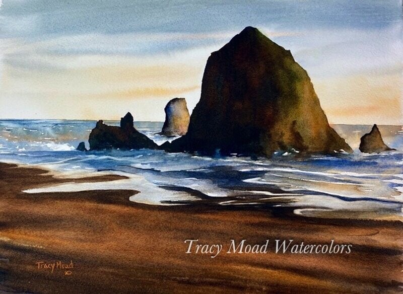 "Peaceful Evening at Haystack Rock"
