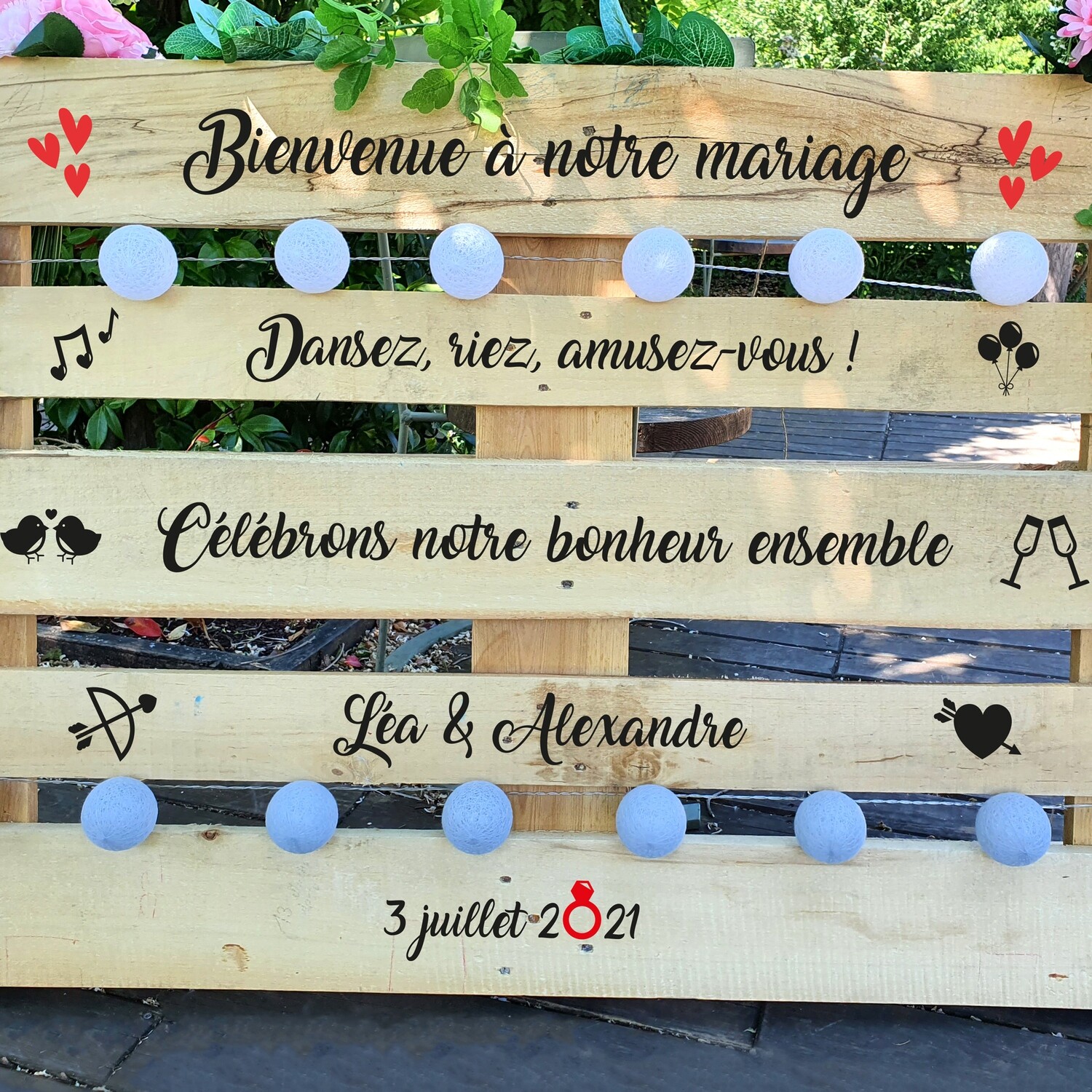 Stickers personnalisés pour palette bienvenue mariage