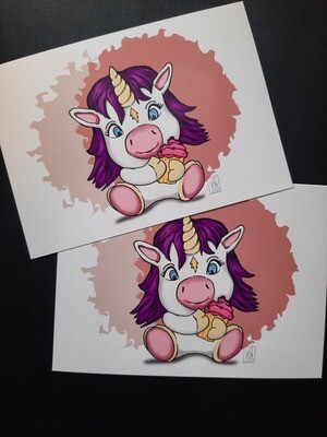 Unicorn with Cupcake Art Print