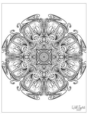 Mandala Style 8, Zen Tangle Coloring Page, Digital Download, Floral
