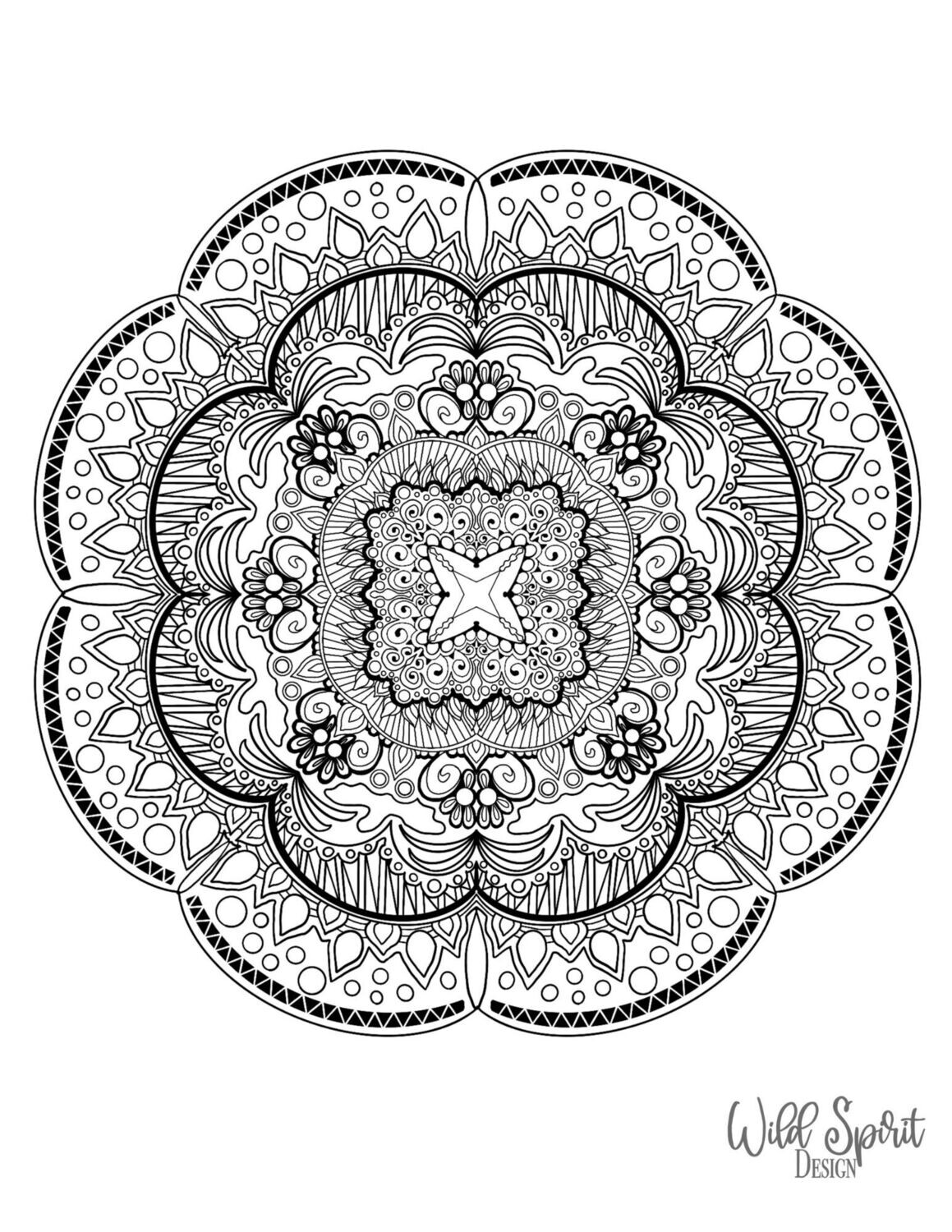 Mandala Style 3, Zen Tangle Coloring Page, Digital Download, Floral