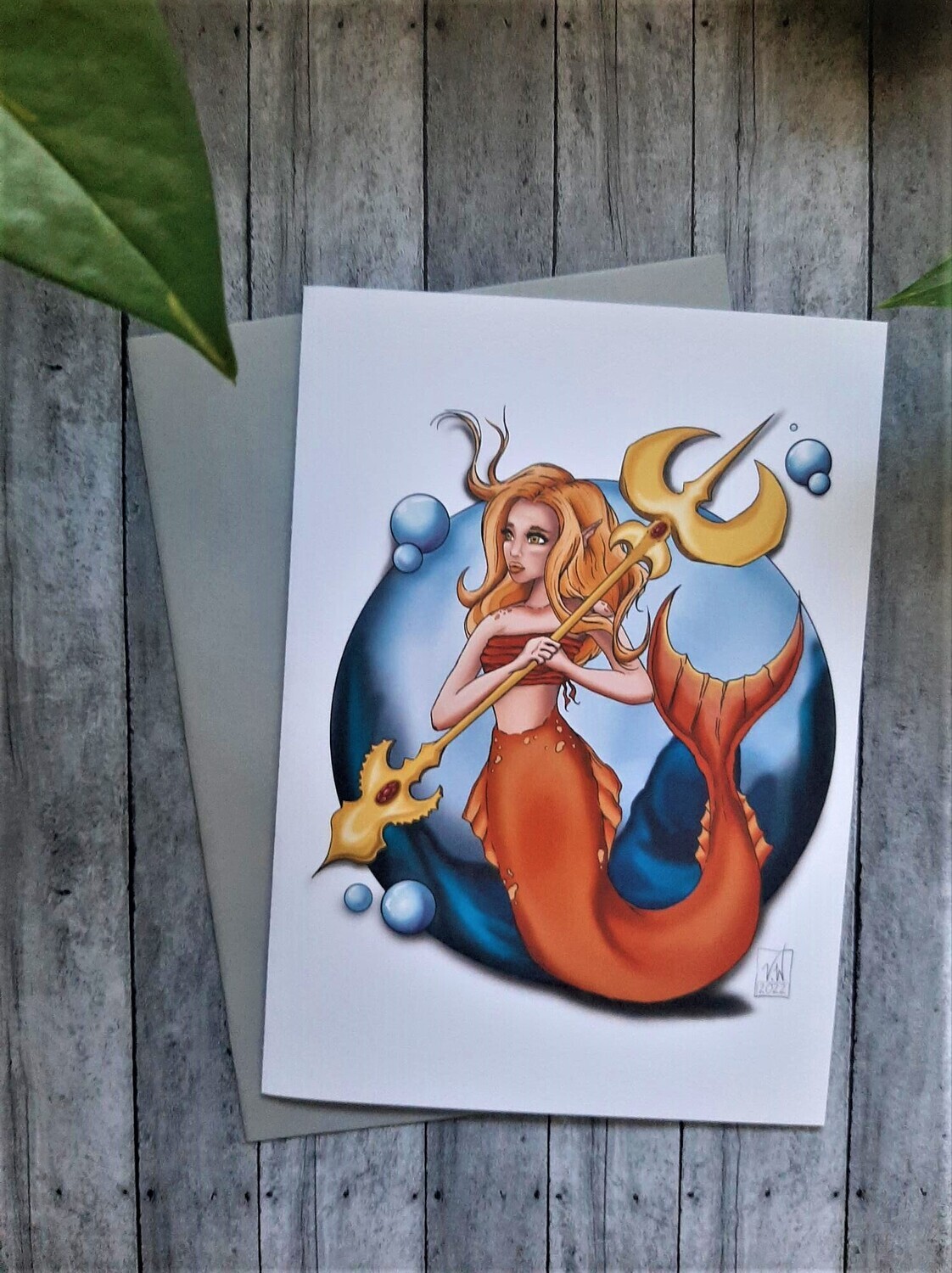 Battle Mermaid Blank Card
