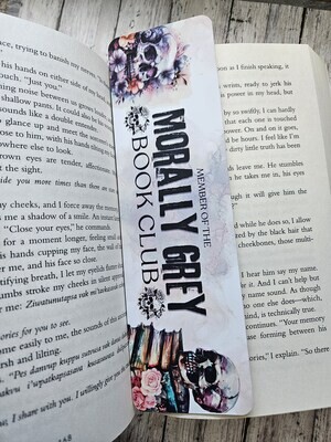 Morally Grey book club bookmark