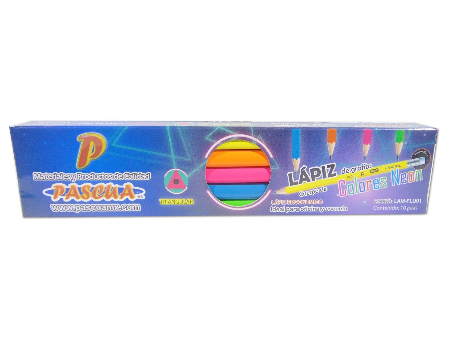 LAPIZ PASCUA GRAFITO FLUORESCENTE C/10PZ