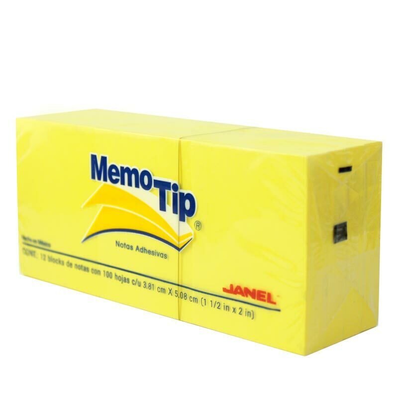 MEMO TIP 1.5 X 2 (3.81X5.08CM) PAQ C/12 BLOCKS (AMARILLO)