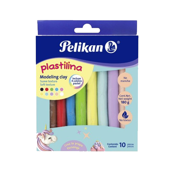 PLASTILINA PELIKAN C/10 BARRITAS PASTEL PZ