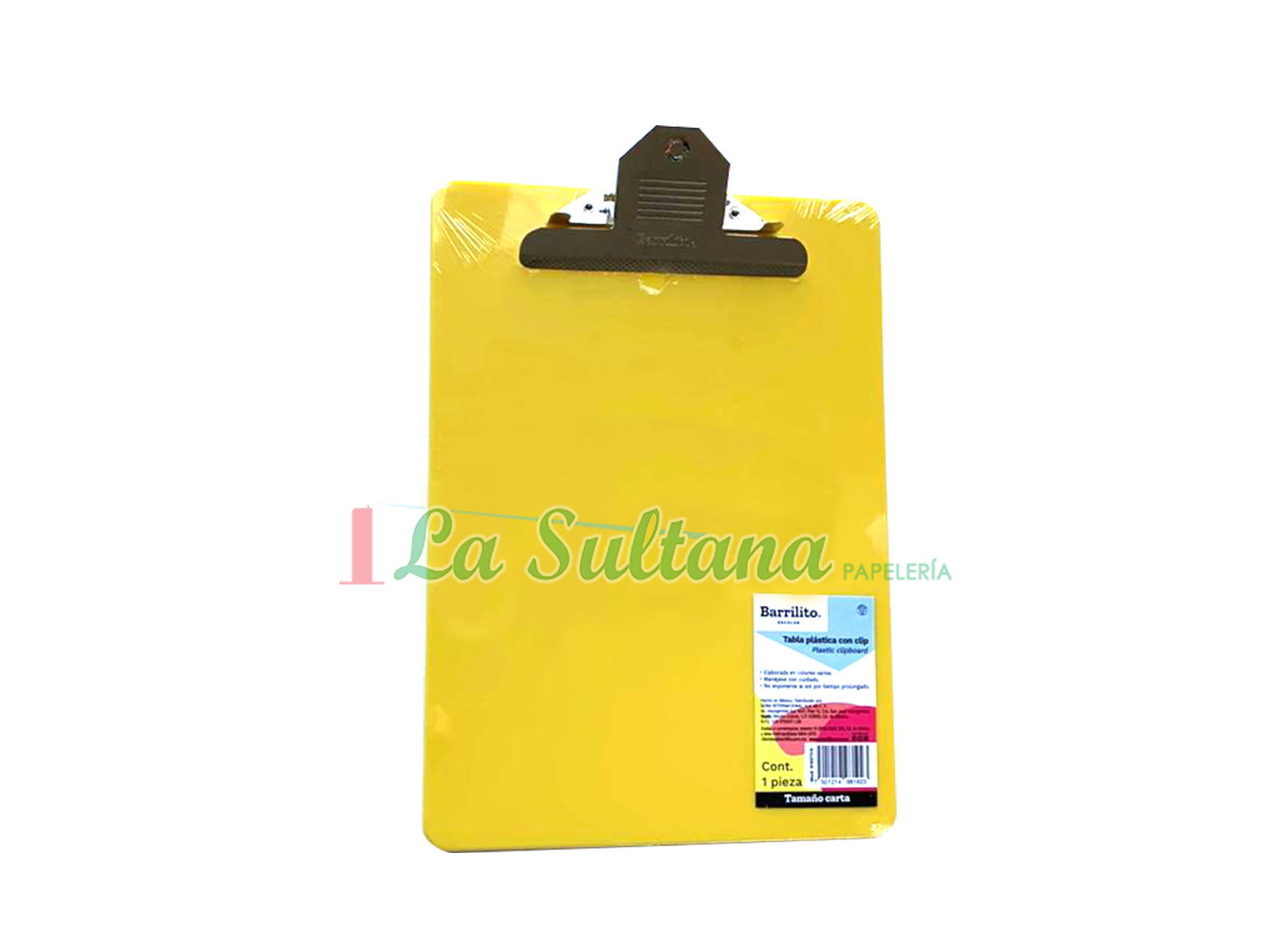 TABLA C/CLIP CARTA PLASTICO COLOR BARRILITO PZ
