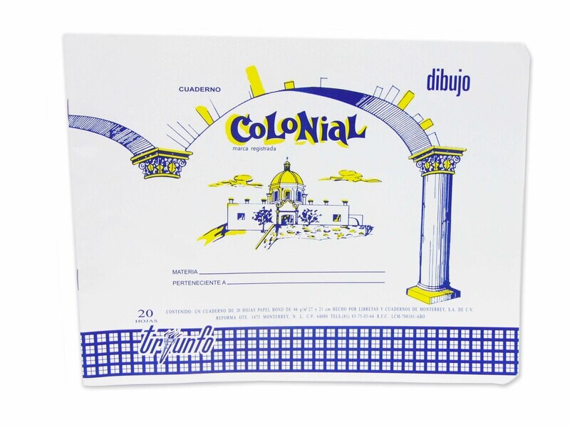 CUADERNO DIBUJO COLONIAL C/20H PZ