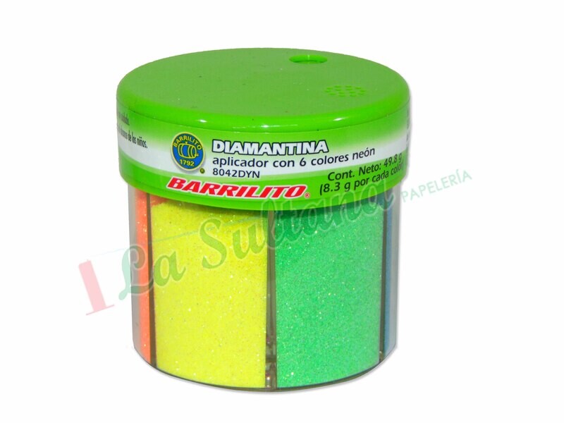 DIAMANTINA EN APLICADOR 6 COLORES NEON PZ