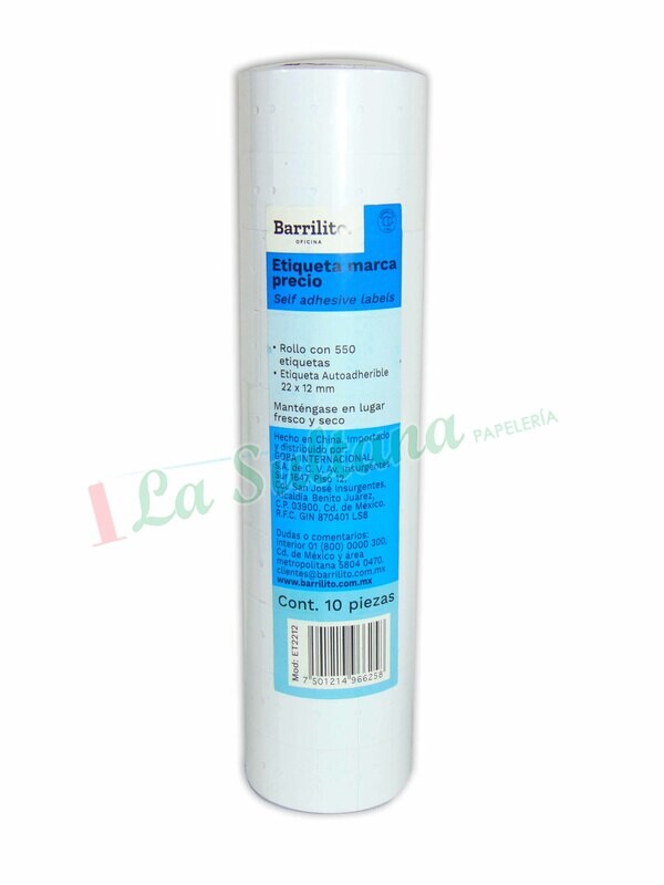 ETIQUETA BARRILITO EN ROLLO BLANCA C/10