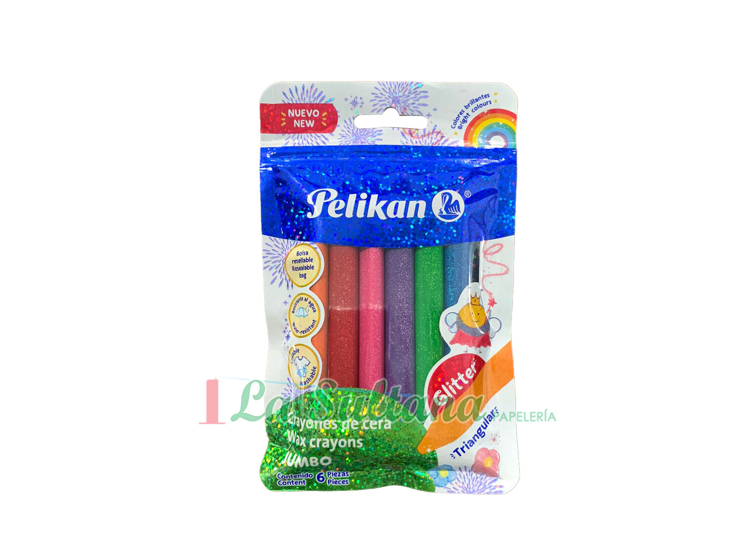 CRAYON PELIKAN JUMBO TRIANGULAR GLITTER C/6