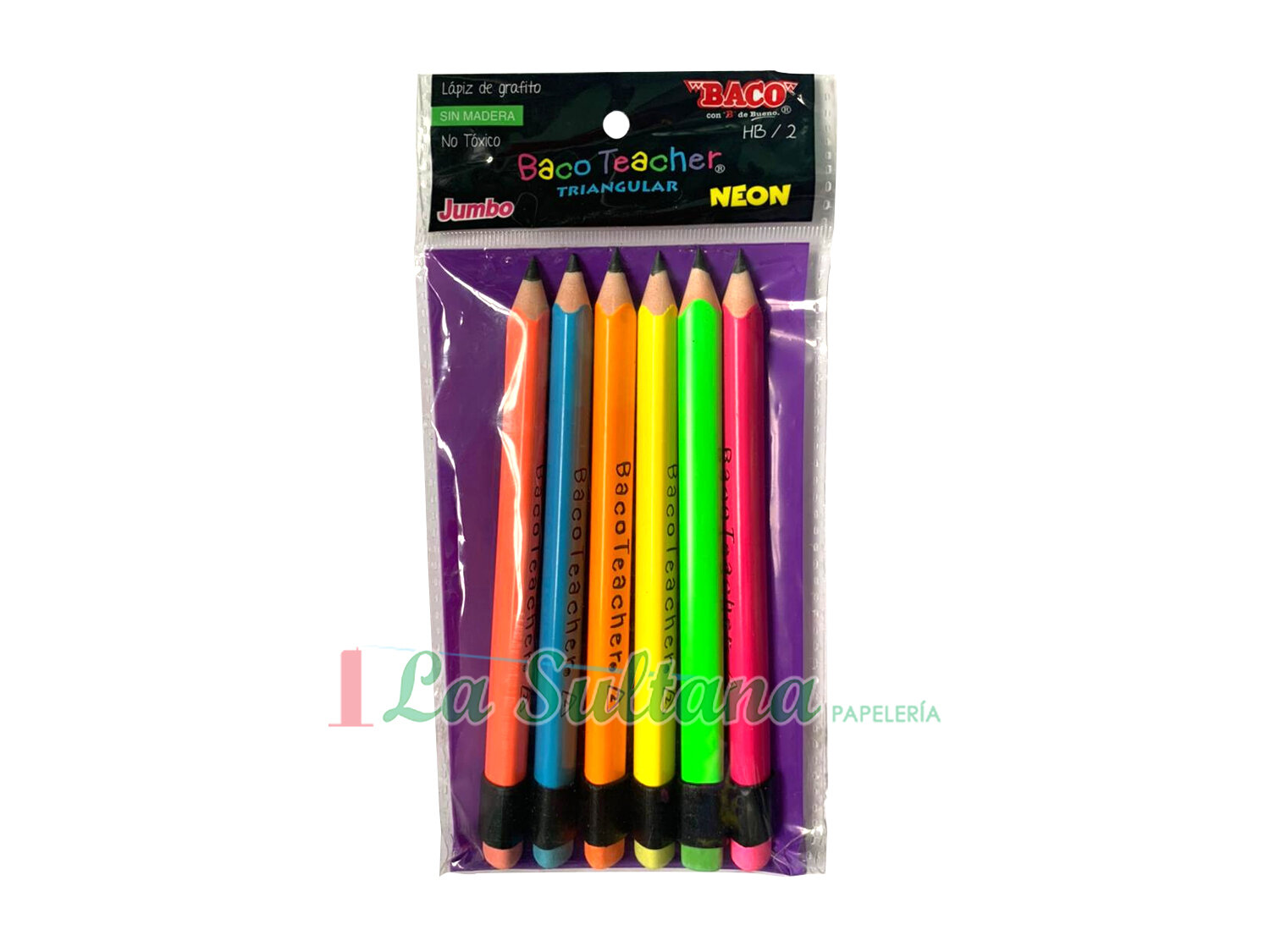 LAPIZ BACO TEACHER NEON #2 C/6