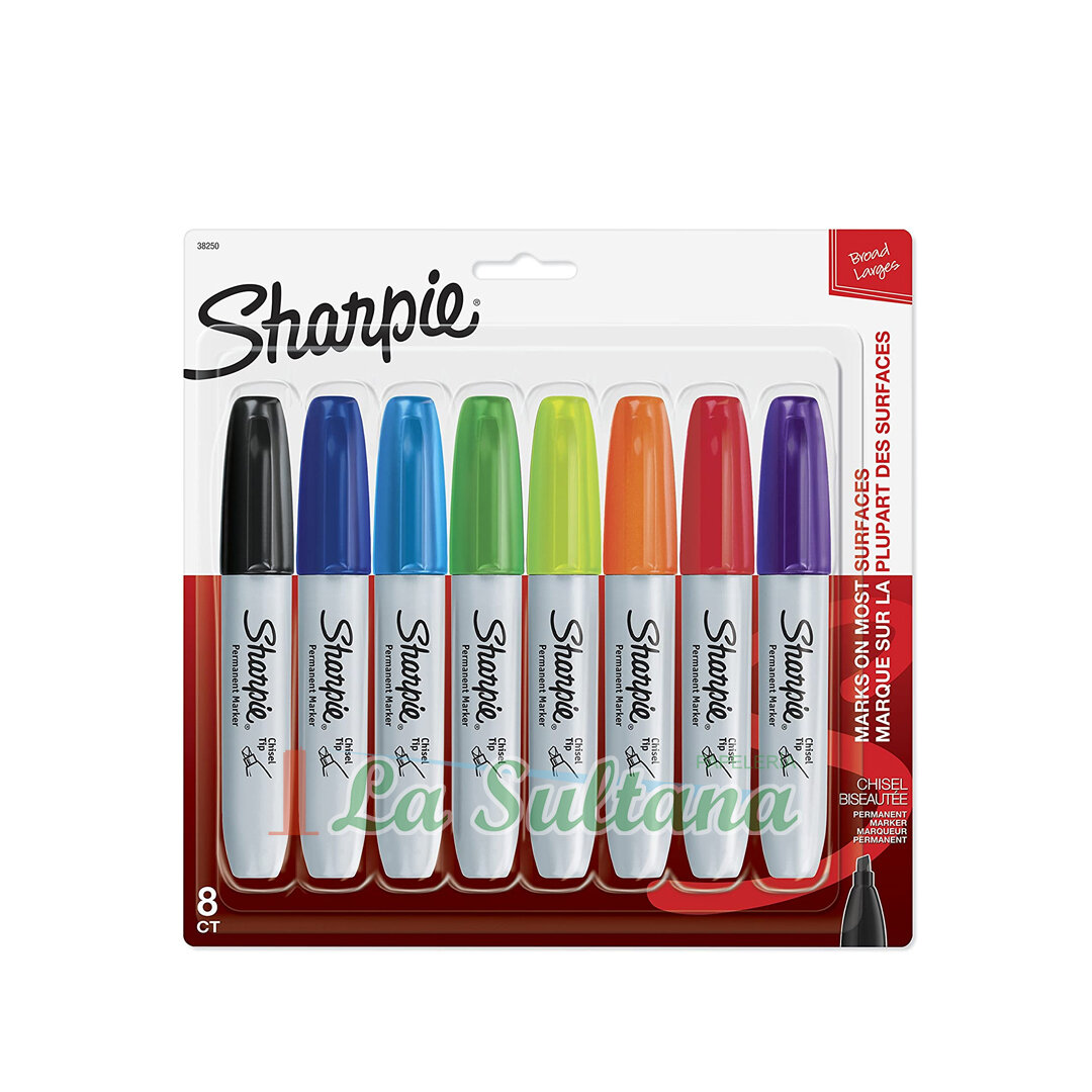 MARCADOR PERMANENTE SHARPIE CHISEL  SURTIDO C/8