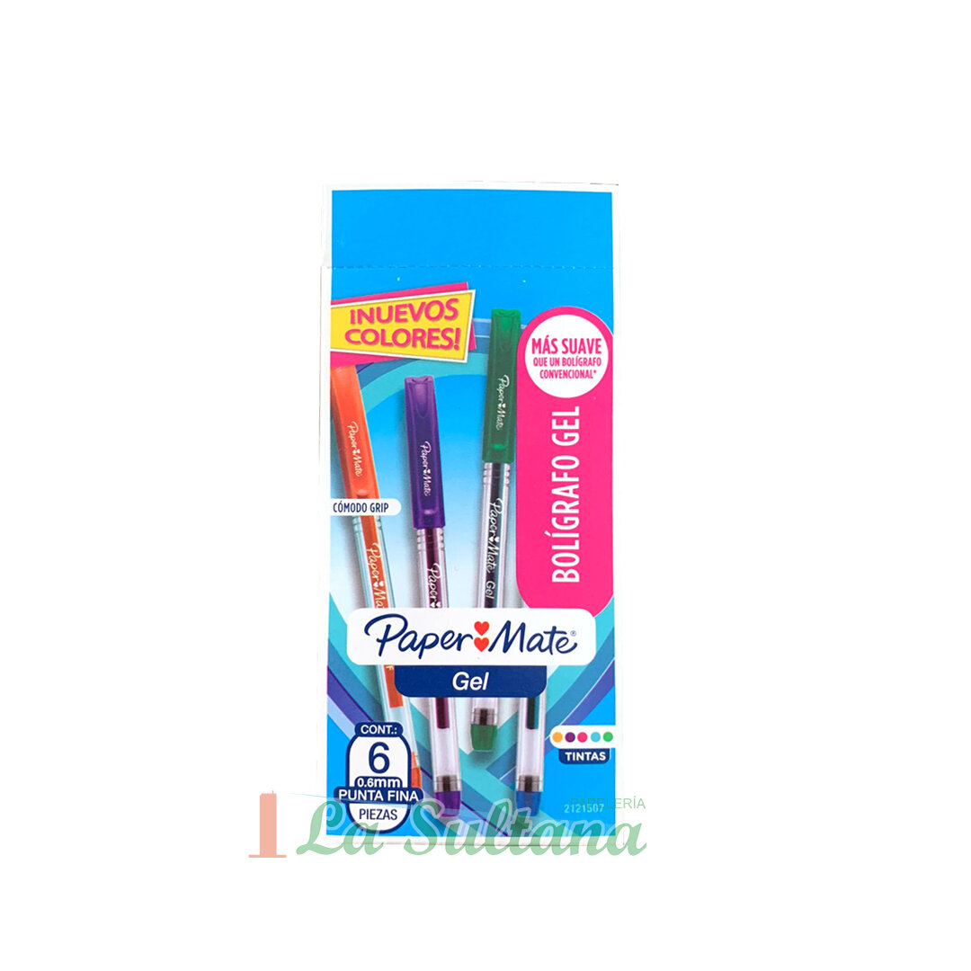 PLUMA PAPER MATE GEL SURTIDO C/6