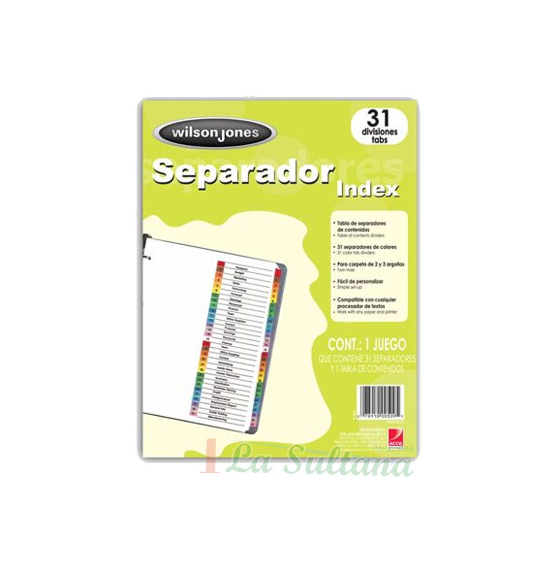 SEPARADOR DE HOJAS ACCO C/NUMERACION C/31 PZ