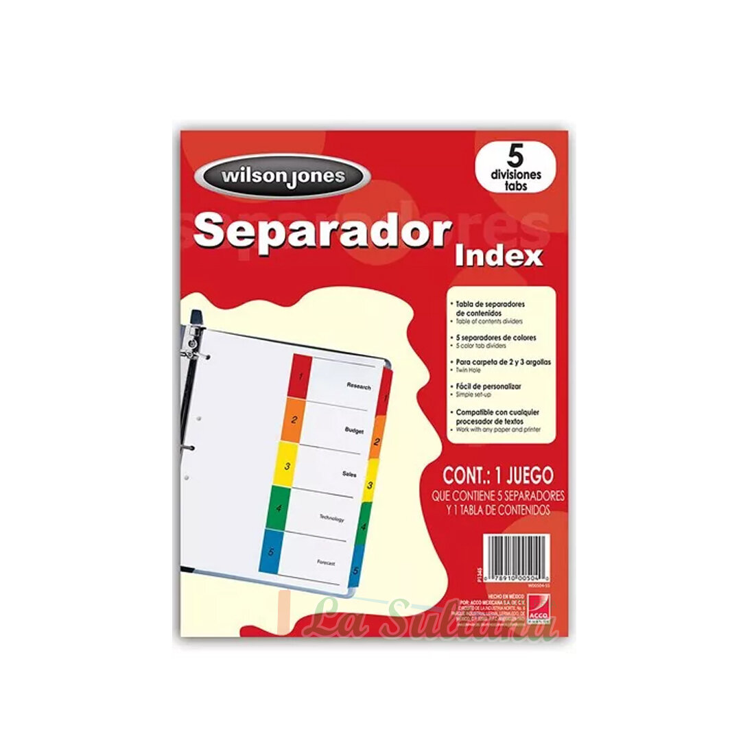 SEPARADOR DE HOJAS ACCO C/NUMERACION C/5 PZ