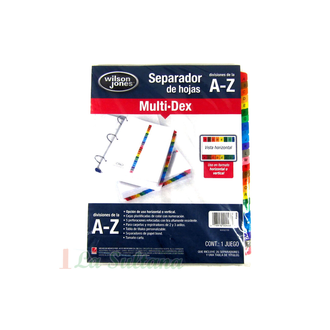 SEPARADOR DE HOJAS ACCO MULTI-DEX A-Z C/26 PZ