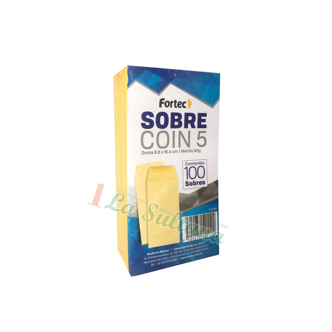 SOBRE COIN 5 FORTEC 8.8X16.4CM 90GR C/100