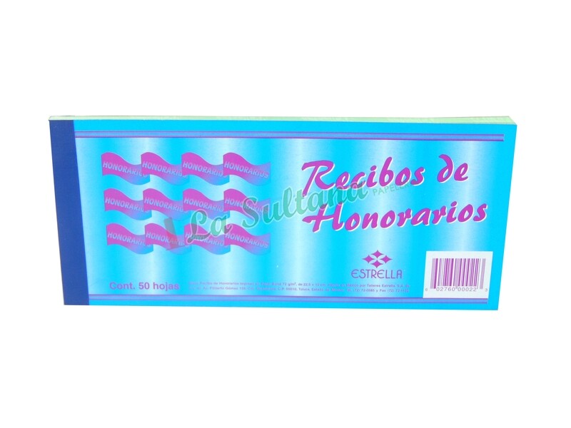 BLOCK RECIBO HONORARIOS ESTRELLA C/50H PZ
