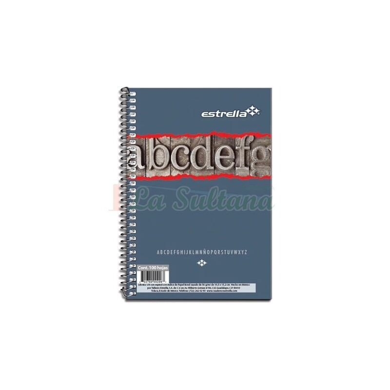 LIBRETA ESTRELLA 1/8 ESPIRAL C/INDICE C/100H PZ