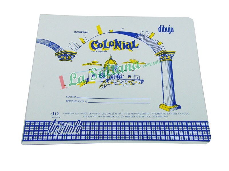 CUADERNO P/DIBUJO COLONIAL C/40H