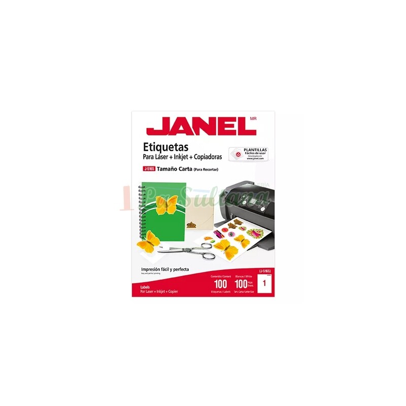 ETIQUETA ADHESIVA LASER CARTA J5165 JANEL C/25H