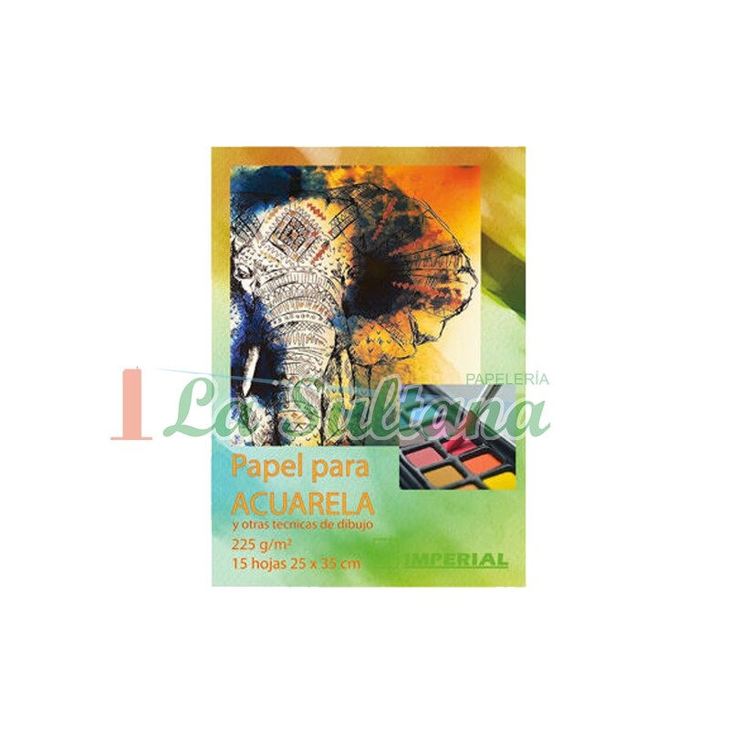 BLOCK PAPEL ACUARELA IMPERIAL 25X35CM 225GR C/15H PZ
