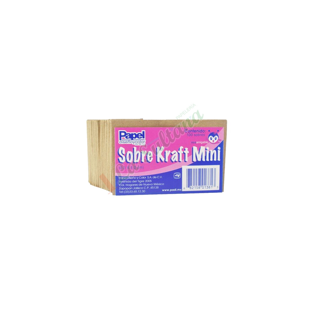 SOBRE MINI KRAFT PADI C/100