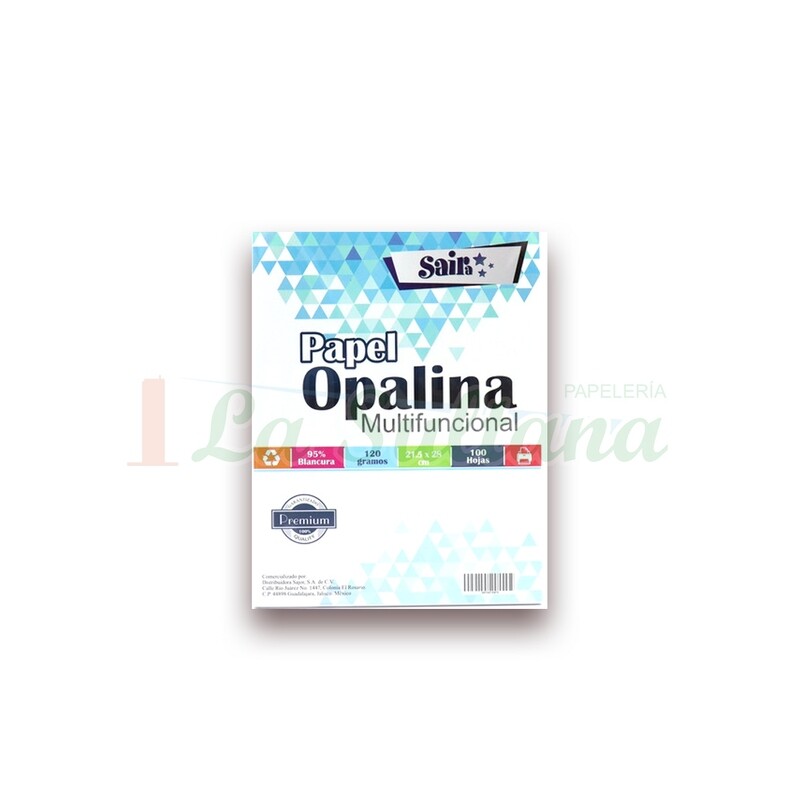 HOJA PAPEL OPALINA SAIRA 120GR C/100