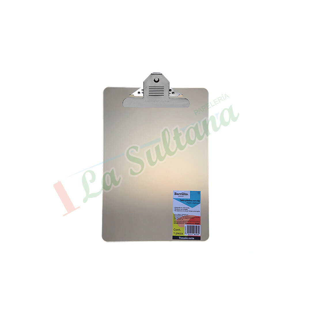 TABLA C/CLIP TAMAÑO CARTA PLASTICO 8193TCT BARRILITO PZ