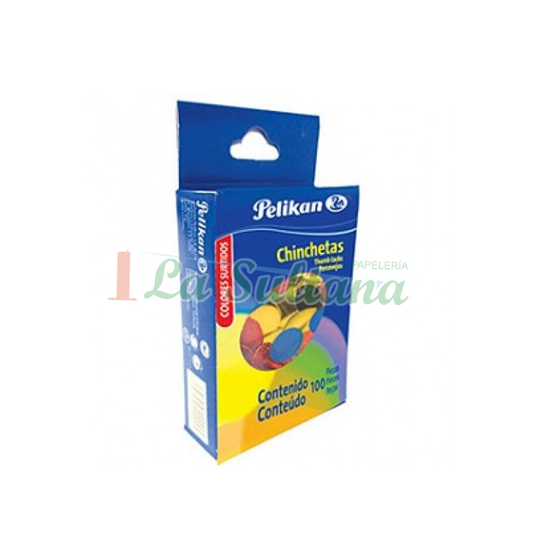 CHINCHETAS PELIKAN COLORES SURTIDOS C/100