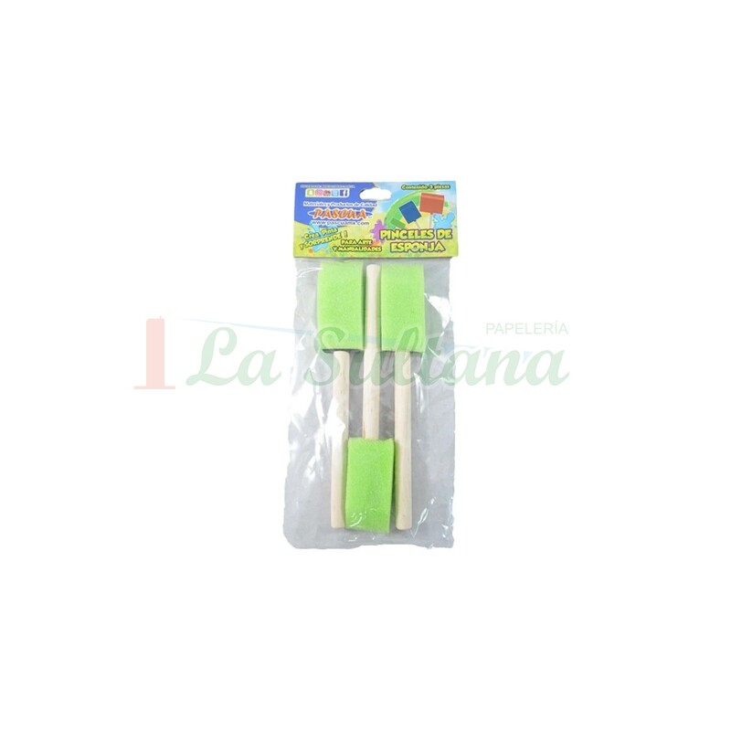 PINCEL ESPONJA PLANO CHICO C/3 PZ