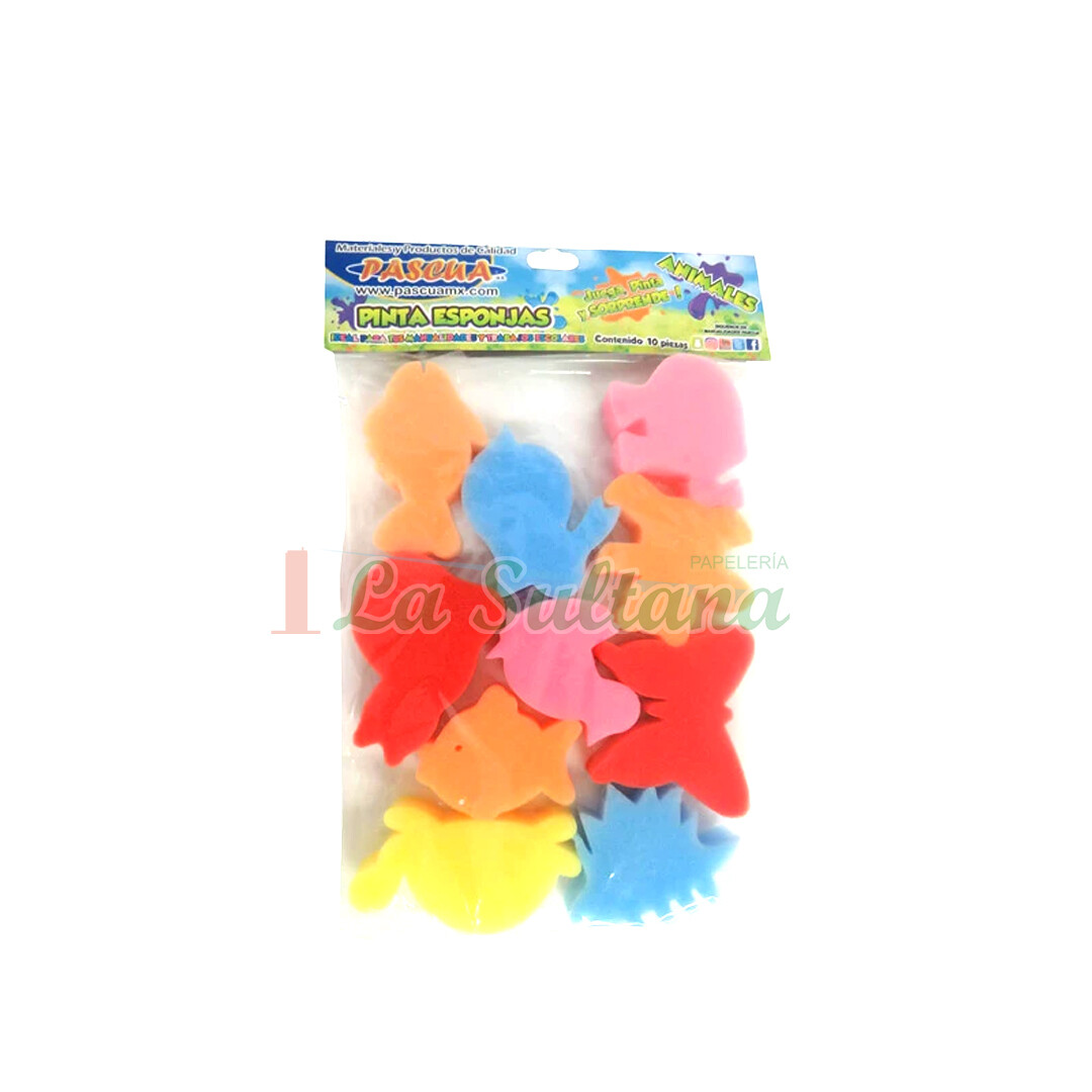 PINTA ESPONJAS P/SELLAR ANIMALES C/10 PZ