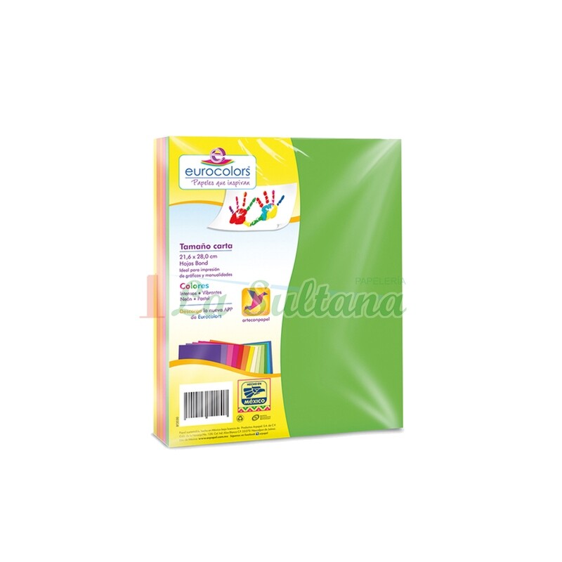 HOJA EUROCOLOR ARCOIRIS NEON X  COLOR C/100H