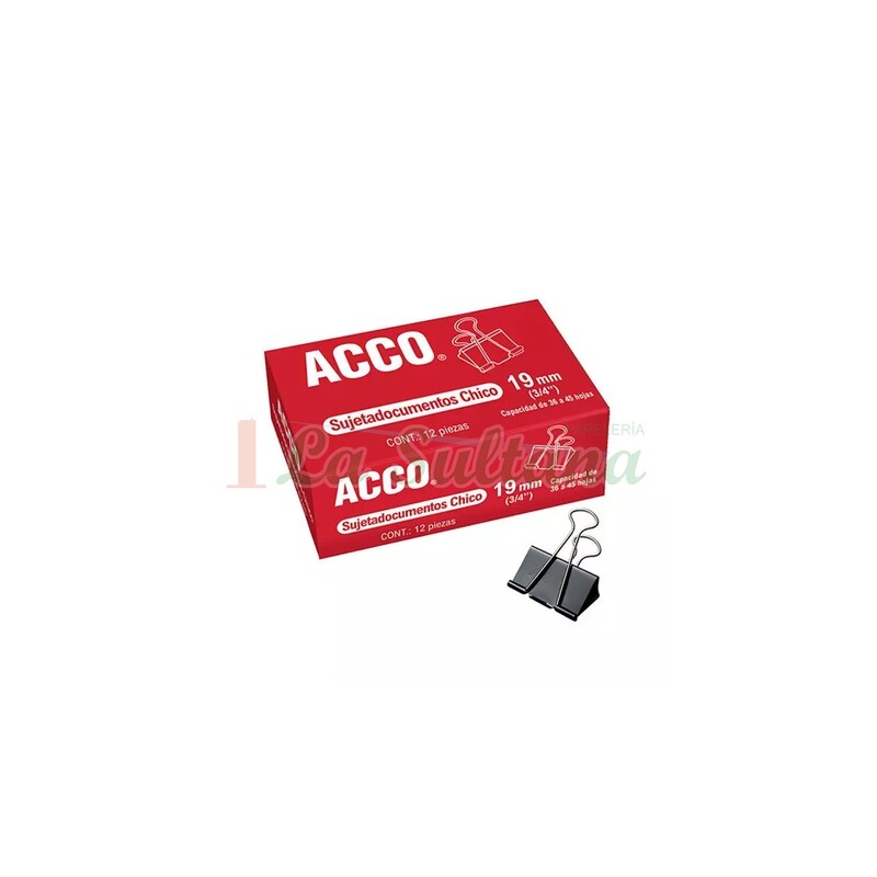 PINZA SUJETADOCUMENTOS ACCO 19MM C/12
