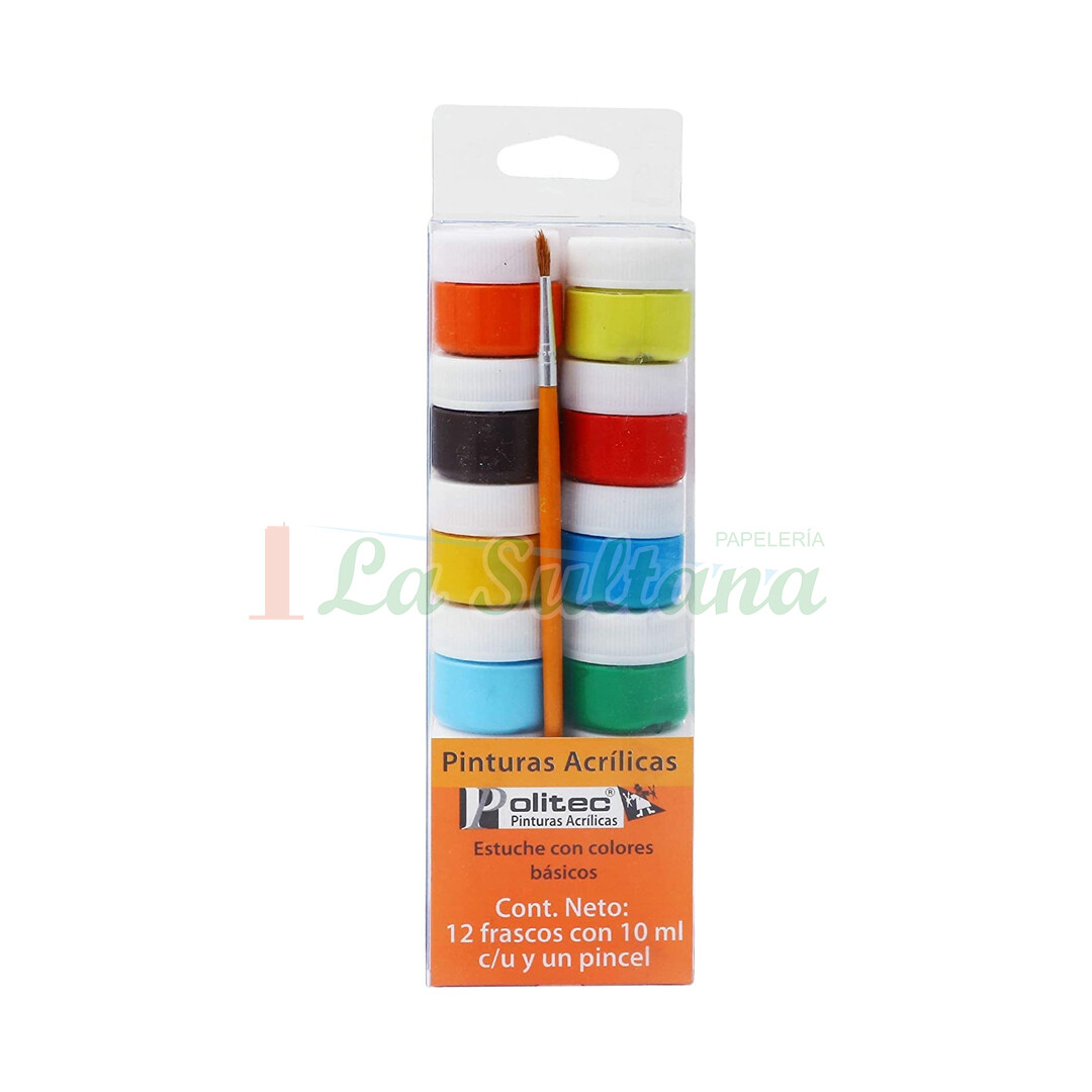 PINTURA ACRILICA  POLITEC  SURTIDA C/12 DE 10ML C/U