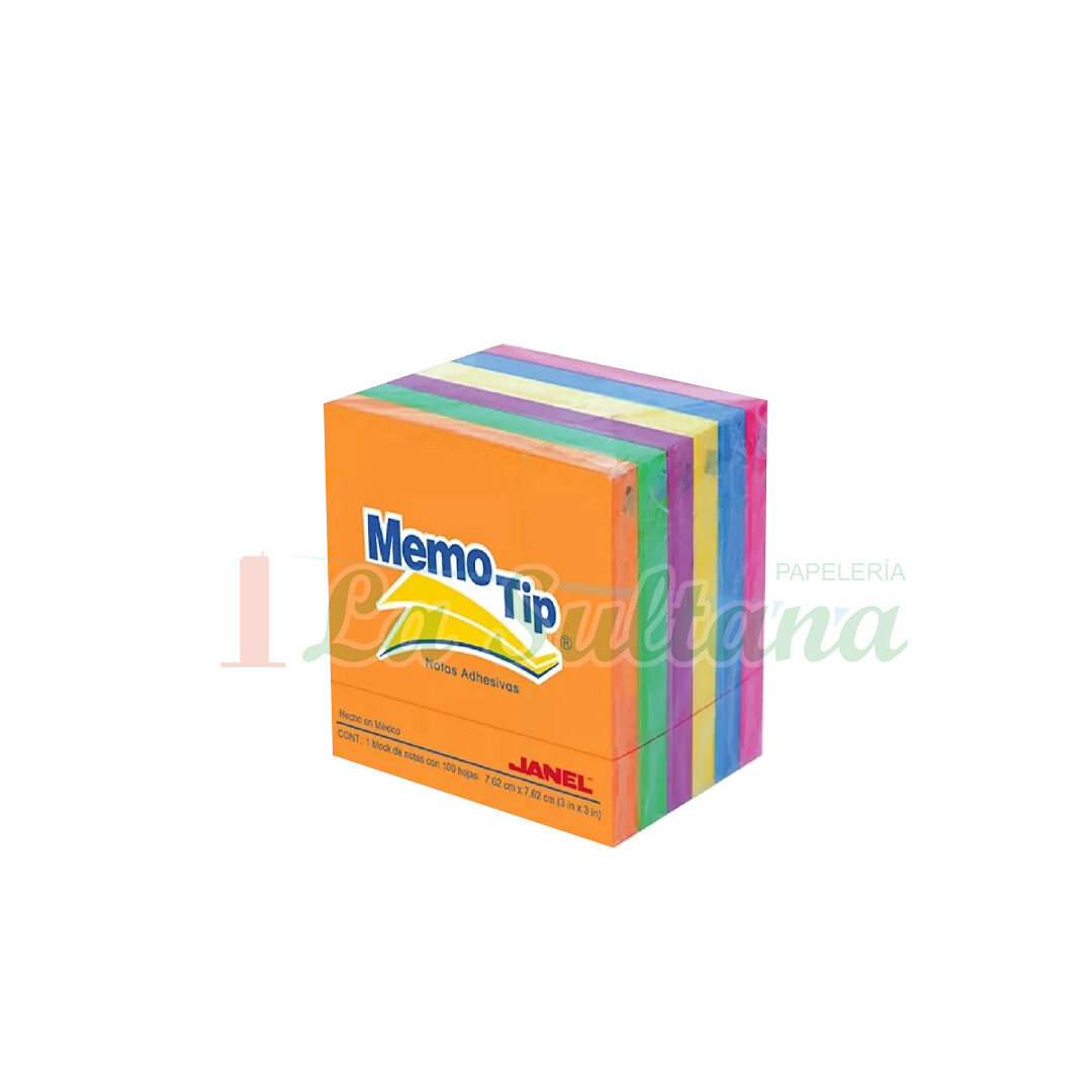 MEMO TIP #54 3 X 3  NEON PAQ C/6 BLKS