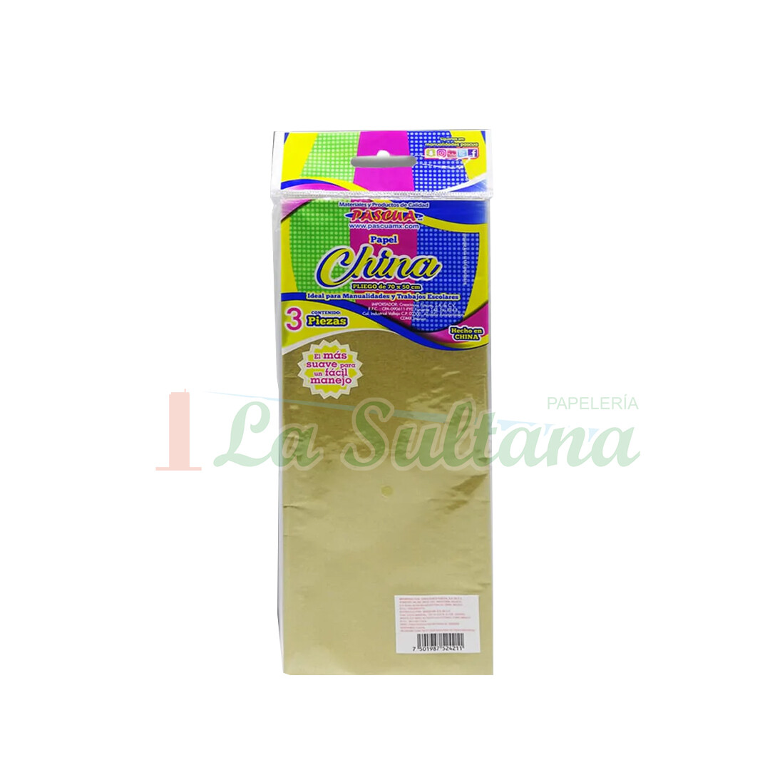 PAPEL CHINA  METALICO PASCUA BLISTER C/3 PZ