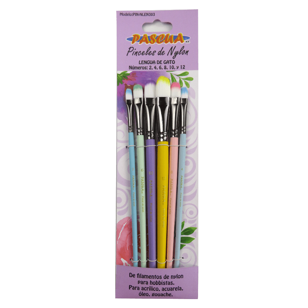 PINCELES LENGUA DE GATO NYLON PASCUA C/6
