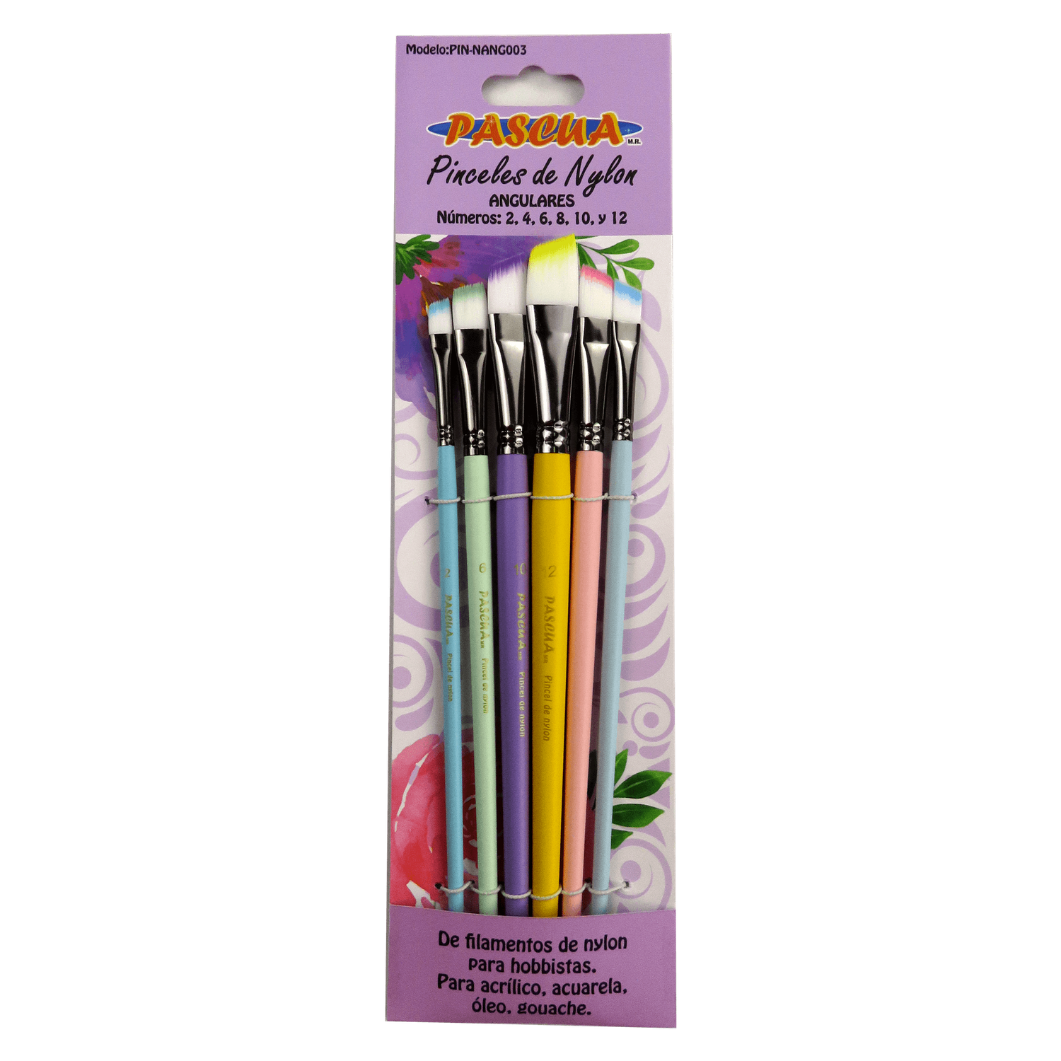PINCELES ANGULARES NYLON PASCUA C/6