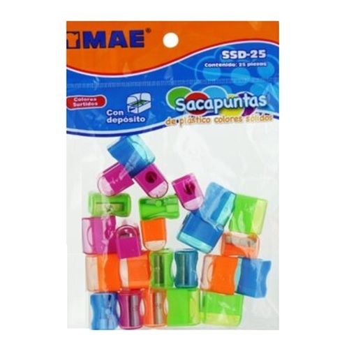 SACAPUNTAS PLASTICO SENCILLO C/DEP MAE C/25