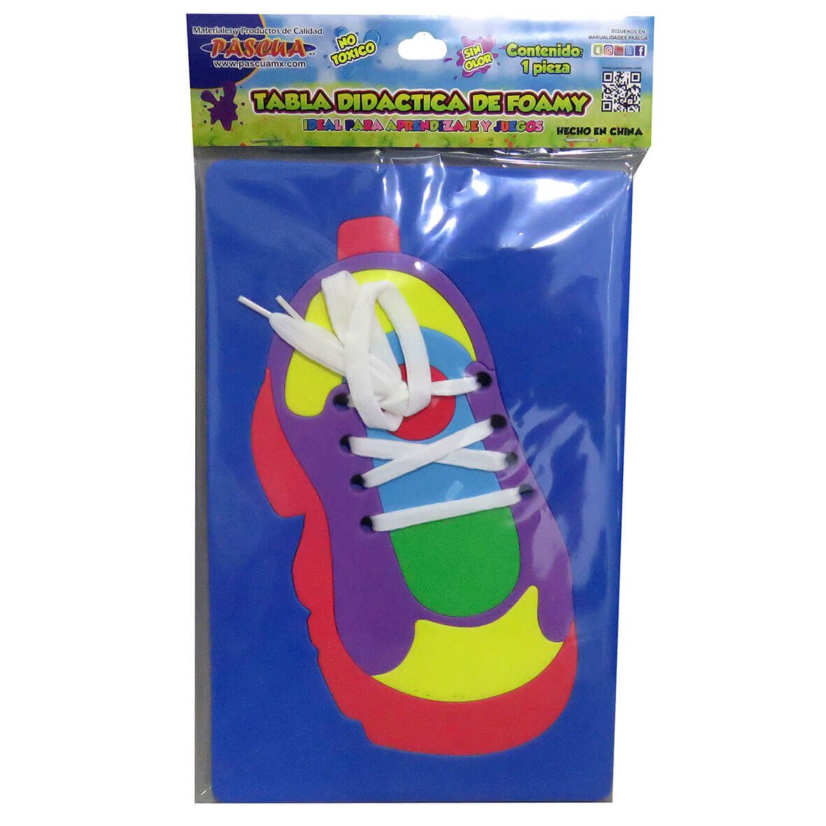 TABLA DIDÁCTICA  DE FOAMY ZAPATO C/AGUJETAS  C/22 PZS