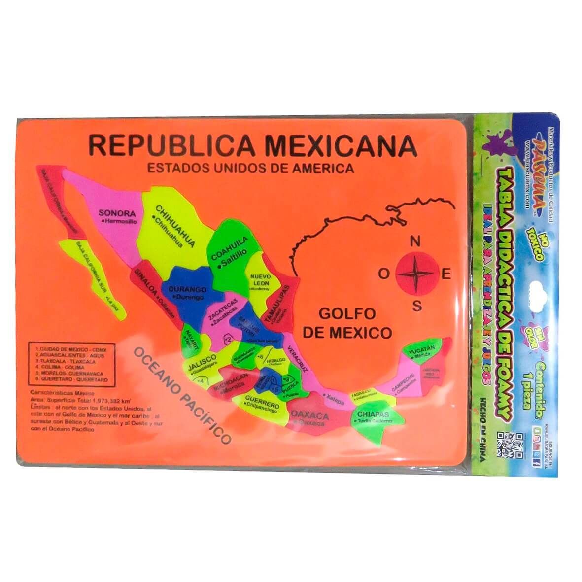 TABLA DIDÁCTICA  DE FOAMY REPÚBLICA MEXICANA C/28PZS
