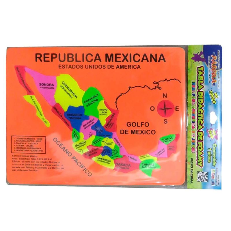 TABLA DIDÁCTICA  DE FOAMY REPÚBLICA MEXICANA C/28PZS