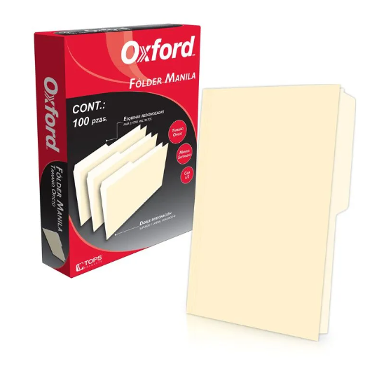FOLDER OFICIO OXFORD CREMA C/100