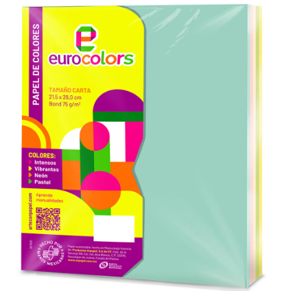HOJA EUROCOLOR ARCOIRIS PASTEL C/1000H