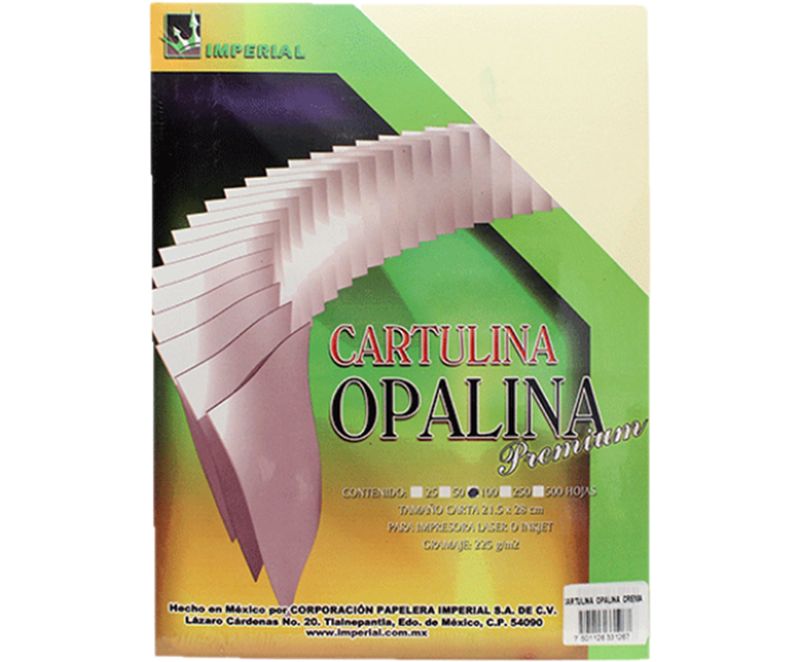 HOJA CARTULINA OPALINA CREMA CARTA C/100