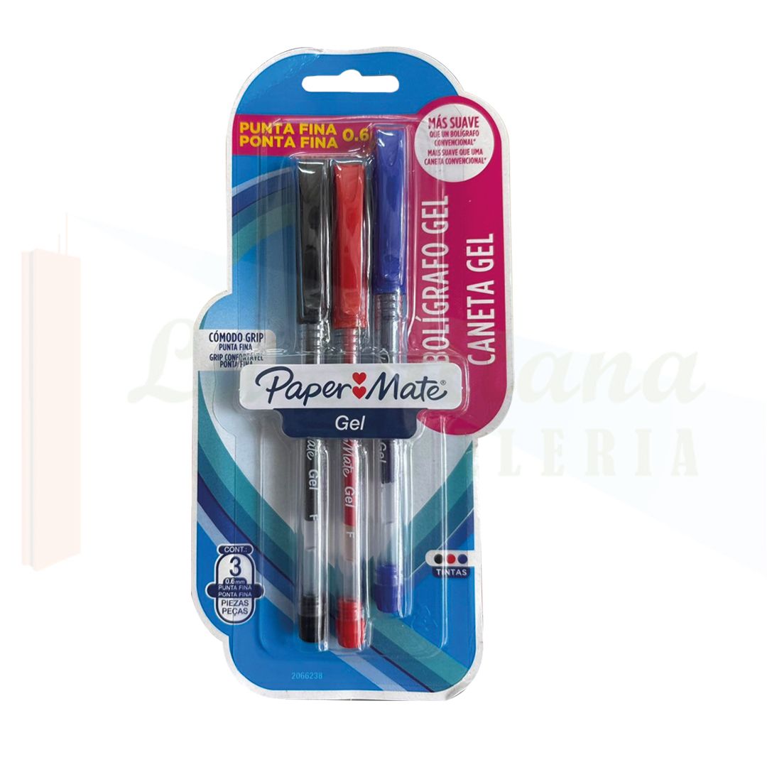 PLUMA PAPER MATE GEL BLISTER SURTIDO C/3